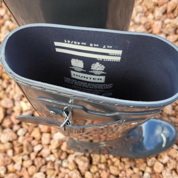 HUNTER Adjustable Back Gloss Waterproof Rain Boot 9US 7UK EU40/41 - Picture 5 of 9
